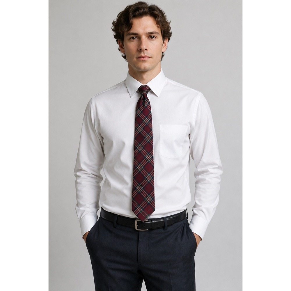 Brooks Brothers Burgundy Plaid Silk Tie Classic Preppy Mens Necktie USA